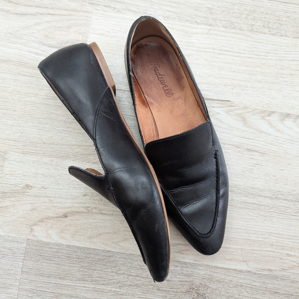 Madewell Frances Skimmer in Leather Loafers  Black Moccasins Flats 7.5